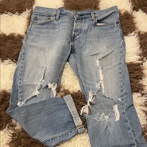 Levi's Vintage Light Blue Distressed Boyfriend Jeans